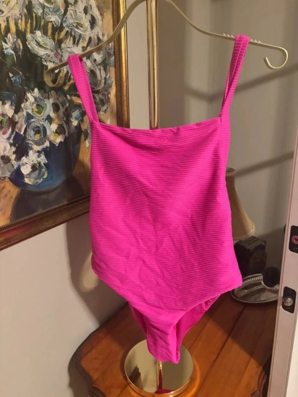 NWT Zara Hot Pink One Piece Cheeky Swimsuit L